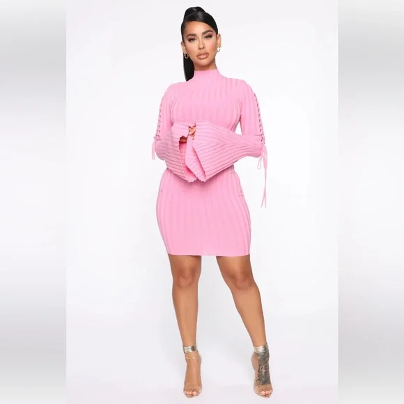 Fashion Nova | Dresses | Fashion Nova Next To Me Knit Dress Pink | Poshmark
